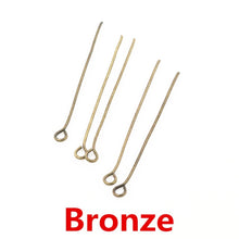 Load image into Gallery viewer, 200pcs/bag 16 20 25 30 35 40 45 50mm Eye Head Pins Classic 7 colors Plated Eye Pins For Jewelry Findings Making DIY Supplies