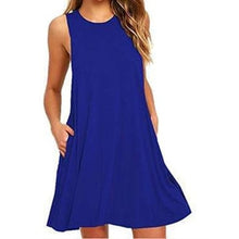 Load image into Gallery viewer, 2018 New Sexy Sleeveless Summer Women Dress Solid Pocket Black Casual A Line Beach Women Mini Dresses Female Vestidos Plus Size