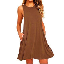 Load image into Gallery viewer, 2018 New Sexy Sleeveless Summer Women Dress Solid Pocket Black Casual A Line Beach Women Mini Dresses Female Vestidos Plus Size