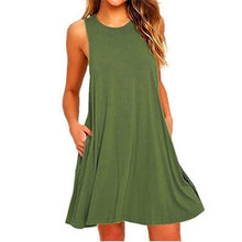 Load image into Gallery viewer, 2018 New Sexy Sleeveless Summer Women Dress Solid Pocket Black Casual A Line Beach Women Mini Dresses Female Vestidos Plus Size