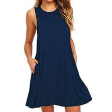 Load image into Gallery viewer, 2018 New Sexy Sleeveless Summer Women Dress Solid Pocket Black Casual A Line Beach Women Mini Dresses Female Vestidos Plus Size