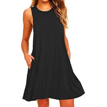 Load image into Gallery viewer, 2018 New Sexy Sleeveless Summer Women Dress Solid Pocket Black Casual A Line Beach Women Mini Dresses Female Vestidos Plus Size