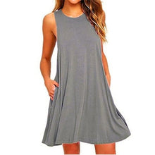 Load image into Gallery viewer, 2018 New Sexy Sleeveless Summer Women Dress Solid Pocket Black Casual A Line Beach Women Mini Dresses Female Vestidos Plus Size