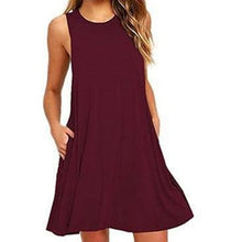 Load image into Gallery viewer, 2018 New Sexy Sleeveless Summer Women Dress Solid Pocket Black Casual A Line Beach Women Mini Dresses Female Vestidos Plus Size