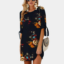 Load image into Gallery viewer, 2018 Women Summer Dress Boho Style Floral Print Chiffon Beach Dress Tunic Sundress Loose Mini Party Dress Vestidos Plus Size 5XL