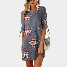 Load image into Gallery viewer, 2018 Women Summer Dress Boho Style Floral Print Chiffon Beach Dress Tunic Sundress Loose Mini Party Dress Vestidos Plus Size 5XL