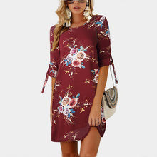 Load image into Gallery viewer, 2018 Women Summer Dress Boho Style Floral Print Chiffon Beach Dress Tunic Sundress Loose Mini Party Dress Vestidos Plus Size 5XL