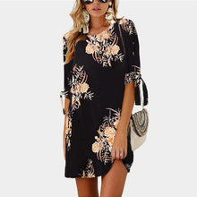 Load image into Gallery viewer, 2018 Women Summer Dress Boho Style Floral Print Chiffon Beach Dress Tunic Sundress Loose Mini Party Dress Vestidos Plus Size 5XL