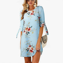 Load image into Gallery viewer, 2018 Women Summer Dress Boho Style Floral Print Chiffon Beach Dress Tunic Sundress Loose Mini Party Dress Vestidos Plus Size 5XL