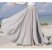 Load image into Gallery viewer, 2019 Bohemia Long Skirts Women Stretch High Waist Solid Chiffon A-Line Skirt Casual Pleated Maxi Skirt Faldas Saias Streetwear