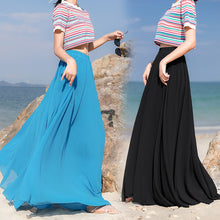 Load image into Gallery viewer, 2019 Bohemia Long Skirts Women Stretch High Waist Solid Chiffon A-Line Skirt Casual Pleated Maxi Skirt Faldas Saias Streetwear