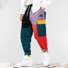 Load image into Gallery viewer, 2019 Hip Hip Pants Vintage Color Block Patchwork Corduroy Cargo Harem Pant Streetwear Harajuku Jogger Sweatpant Cotton Trousers