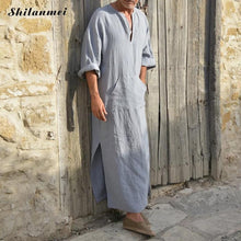 Load image into Gallery viewer, 2019 Muslim Fashion Men Islamic Cloth Jubah Thobe Robes Kaftan Pockets Plus Size Solid Arabic Dubai Short Sleeve Abaya Clothing