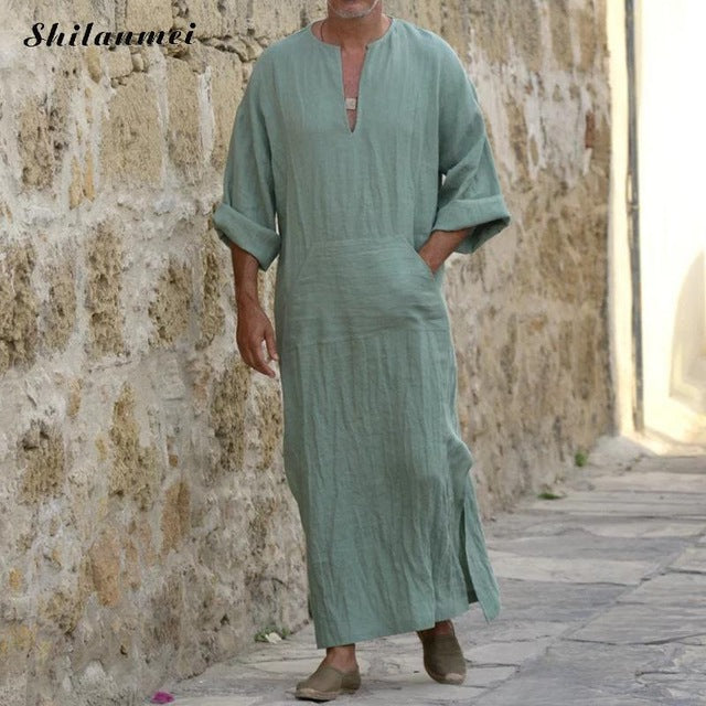 2019 Muslim Fashion Men Islamic Cloth Jubah Thobe Robes Kaftan Pockets Plus Size Solid Arabic Dubai Short Sleeve Abaya Clothing
