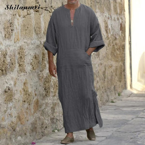 2019 Muslim Fashion Men Islamic Cloth Jubah Thobe Robes Kaftan Pockets Plus Size Solid Arabic Dubai Short Sleeve Abaya Clothing
