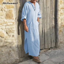 Load image into Gallery viewer, 2019 Muslim Fashion Men Islamic Cloth Jubah Thobe Robes Kaftan Pockets Plus Size Solid Arabic Dubai Short Sleeve Abaya Clothing