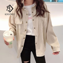 Load image into Gallery viewer, 2019 New Fashion Woman Corduroy Jacket Solid Shirt Single Breasted Turn down Collar Long Sleeve Pocket Button Feminina T90801J