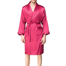 Load image into Gallery viewer, 2019 New Men Black Lounge Sleepwear Faux Silk Nightwear For Men Comfort Silky Bathrobes Noble Dressing gown Men's Sleep Robes