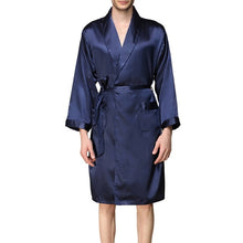 Load image into Gallery viewer, 2019 New Men Black Lounge Sleepwear Faux Silk Nightwear For Men Comfort Silky Bathrobes Noble Dressing gown Men's Sleep Robes