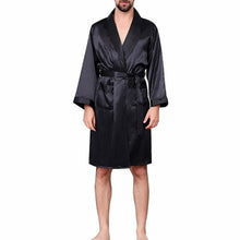 Load image into Gallery viewer, 2019 New Men Black Lounge Sleepwear Faux Silk Nightwear For Men Comfort Silky Bathrobes Noble Dressing gown Men's Sleep Robes