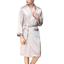 Load image into Gallery viewer, 2019 New Men Black Lounge Sleepwear Faux Silk Nightwear For Men Comfort Silky Bathrobes Noble Dressing gown Men's Sleep Robes