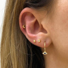 Load image into Gallery viewer, 2019 New arrived cute evil eye dangle drop earring Gold filled minimal delicate lovely girl women multi piercing earrings
