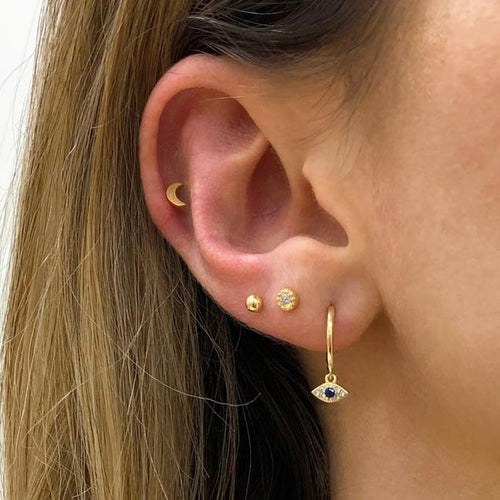 2019 New arrived cute evil eye dangle drop earring Gold filled minimal delicate lovely girl women multi piercing earrings