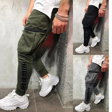 Load image into Gallery viewer, 2019 New hot style hip-hop small feet personality patchwork leather men's tether workout Men pants