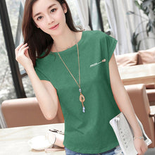 Load image into Gallery viewer, 2019 New summer fashion blouses top Ladies Solid Short Sleeve Pink Camisetas Feminina plus size Letter womens clothing 2299 50