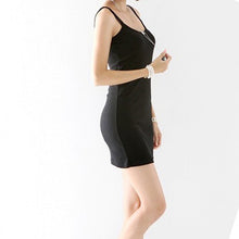 Load image into Gallery viewer, 2019 Spaghetti Strap Sleeveless Casual Dress Burgundy Petticoat Fitted Short Cami Dress Women Plain Bodycon Dress VKDR1057