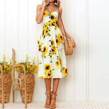 Load image into Gallery viewer, 2019 Summer Beach Dress Woman Dress Plus Size Women Midi Floral Sunflower Dress Striped Ladies Backless Party Dress Female 3XL