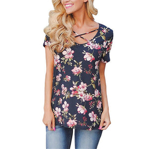 2019 Summer Large Size S-5XL Women's T shirt Half Sleeve O-Neck Floral Print Casual T Shirts Tops Female Loose T Shirt Plus Size