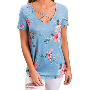 2019 Summer Large Size S-5XL Women's T shirt Half Sleeve O-Neck Floral Print Casual T Shirts Tops Female Loose T Shirt Plus Size
