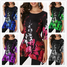 Load image into Gallery viewer, 2019 Summer Large Size S-5XL Women&#39;s T shirt Half Sleeve O-Neck Floral Print Casual T Shirts Tops Female Loose T Shirt Plus Size