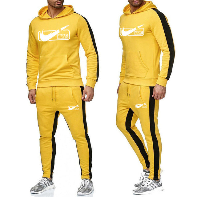 2019 Tracksuit Suits Brand Hoodies+Pants Men High Quality MARVEL letter printing fashion mens sportswear Casual male coats
