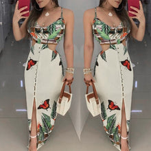 Load image into Gallery viewer, 2019 Women Sex Hollow Out Butterfly Printed Long Dresses Women Fashion Clubwear Strap Bodycon Printed Beach Sundress Vestidos