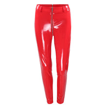 Load image into Gallery viewer, 2019  Women Sexy Shiny PU leather Leggings with Back Zipper Push Up Faux Leather Pants Latex Rubber Pants Jeggings Black Red