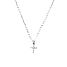 Load image into Gallery viewer, 2019 high quality gold filled 925 sterling silver pave AAA cz tiny cute cross pendant chocker necklace cz charm necklack jewelry