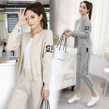 Load image into Gallery viewer, 2019Spring and autumn new fashion knit sweater sports suit women's cardigan thin casual pants two sets of tide