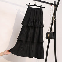 Load image into Gallery viewer, 2020 3 Layered Women Skirt Black White Korean Style Long Skirt Summer Pleated Skirt Chiffon layer cake sun skirt female