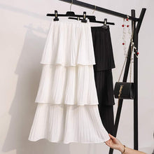 Load image into Gallery viewer, 2020 3 Layered Women Skirt Black White Korean Style Long Skirt Summer Pleated Skirt Chiffon layer cake sun skirt female