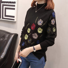 Load image into Gallery viewer, 2020 Autumn Winter Women's New Fashion Flower Embroidery Women Plus Size XXXL Sweater Female Loose Long-Sleeve Pullover Sweaters