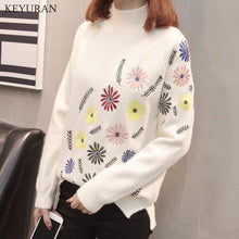 Load image into Gallery viewer, 2020 Autumn Winter Women's New Fashion Flower Embroidery Women Plus Size XXXL Sweater Female Loose Long-Sleeve Pullover Sweaters