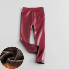 Load image into Gallery viewer, 2020 Baby Girls Leggings Winter Kids Thick Velvet Leggings Pencil Pants Children Warm Trousers Faux PU Leather Legging Slim Pant