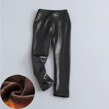 Load image into Gallery viewer, 2020 Baby Girls Leggings Winter Kids Thick Velvet Leggings Pencil Pants Children Warm Trousers Faux PU Leather Legging Slim Pant