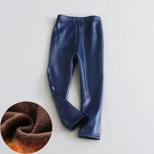 Load image into Gallery viewer, 2020 Baby Girls Leggings Winter Kids Thick Velvet Leggings Pencil Pants Children Warm Trousers Faux PU Leather Legging Slim Pant