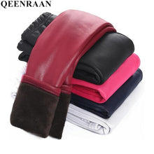 Load image into Gallery viewer, 2020 Baby Girls Leggings Winter Kids Thick Velvet Leggings Pencil Pants Children Warm Trousers Faux PU Leather Legging Slim Pant