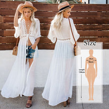 Load image into Gallery viewer, 2020 Bikini Cover-ups Kimono Cardigan Sexy Hollow Out Summer Dress White Cotton Tunic Women Beach Wear Swim Suit Cover Up Q964