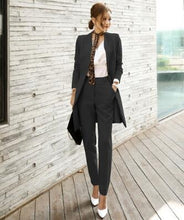 Load image into Gallery viewer, 2020  Business Ladies women two piece outfits  Formal OL style Elegant Skinny Long Blazer Pants Two Pieces Sets