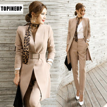 Load image into Gallery viewer, 2020  Business Ladies women two piece outfits  Formal OL style Elegant Skinny Long Blazer Pants Two Pieces Sets